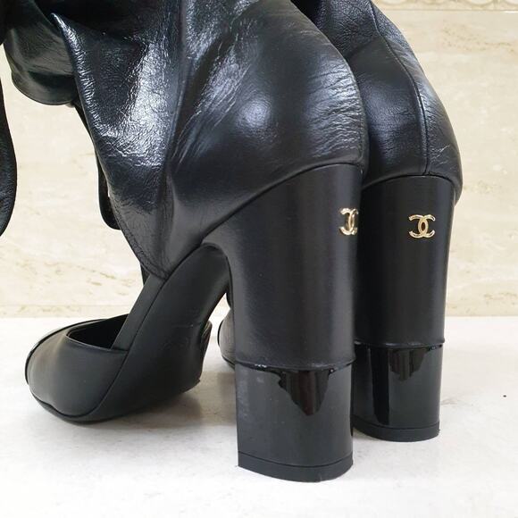 Chanel Black Leather Lace Up Heeled Sandals Sz.38 - Picture 12 of 12